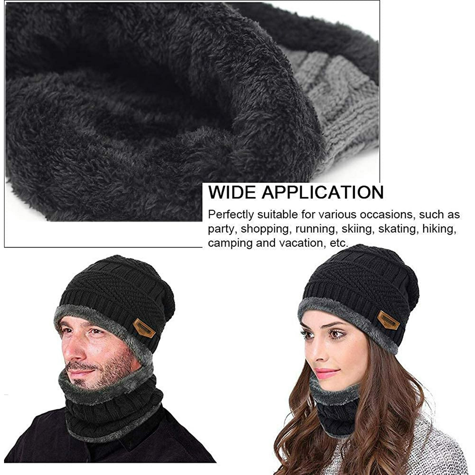 Flintronic Bonnet Écharpe Et Gants à Écran Tactile, Tricotés Ensemble D'hiver Bonnet écharpe Gants D'écran Tactile Homme Femme, Ensemble Chauds D'hiver 3en1 Avec Double Polaire Chaud Écharpe Chapeau