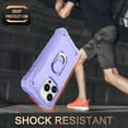 thumbnail image 2 of Compatible with iPhone 14 Pro Case 6.1 Inch 2022, Hybrid 2 in 1 Hard PC Soft TPU Heavy Duty Rugged Bumper Shockproof Full-Body Protective Cover with Finger Ring Kickstand,Purple, 2 of 5