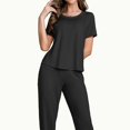 thumbnail image 5 of Pijama de primavera y verano para mujer, de seda de leche, pantalón de manga corta, traje clásico de color sólido, informal, 5 of 5