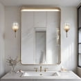 thumbnail image 5 of Modern Antique Brass Fluted Glass Vanity Light, Indoor/Outdoor Wall Sconce, Wall Mounted Light beside Mirror, for Entryway, Hallway, Living Room, 5 of 9