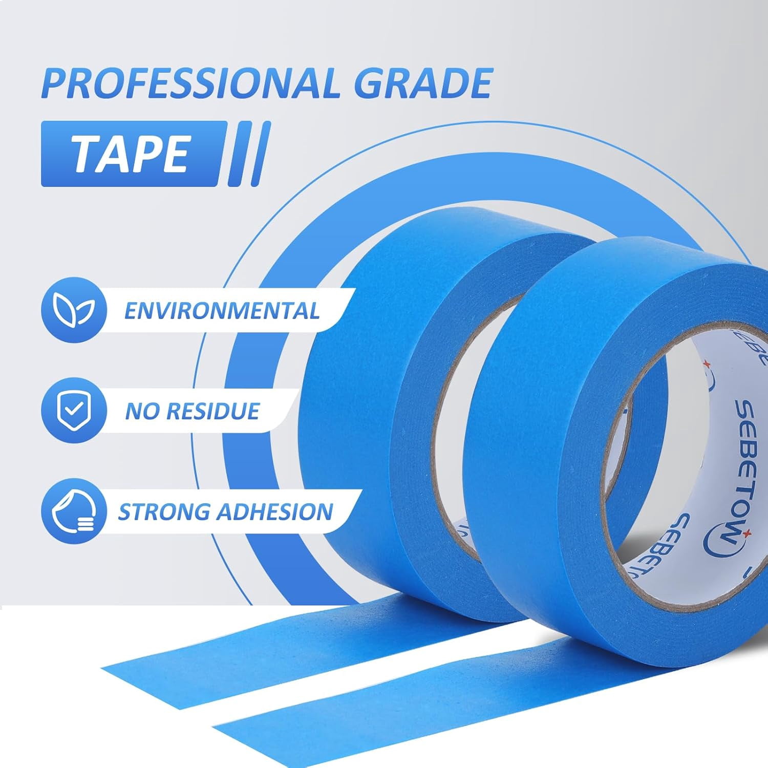 10 Rolls Painters Tape 1.41 inch Bulk Painter Tape Blue Wide Roll, Blue Masking Tape, 1.41 Inches x 55 Yards for General Purpose Wall Painting, Home Improvement