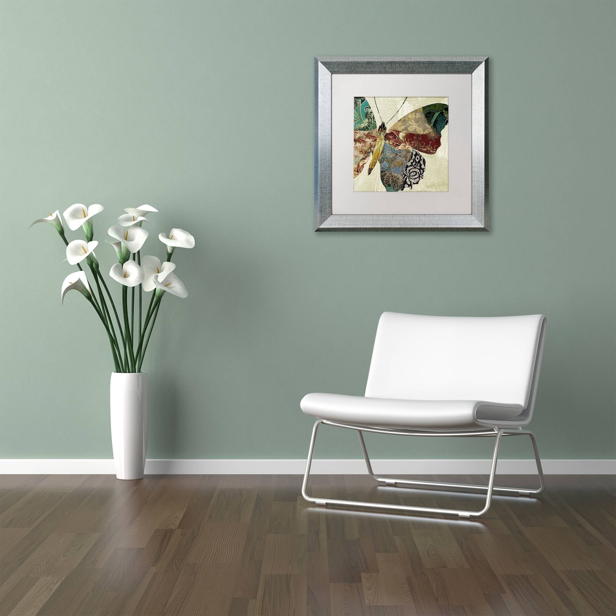 Trademark Fine Art "Butterfly Brocade II" Canvas Art by Color Bakery White Matte, Silver Frame