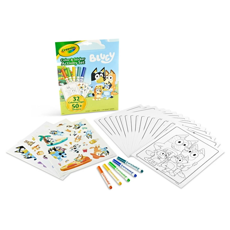 3 pack) Crayola Bluey Color and Sticker Activity Set, 32 Coloring