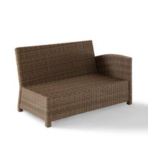 Crosley Furniture Bradenton Fabric Right Arm Patio Loveseat in Brown and Navy