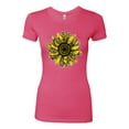 thumbnail image 2 of Wild Bobby, Artsy Cheetah Leopard Print Sunflower, Fashion, Women Slim Fit Junior Tee, Hot Pink, Medium, 2 of 3