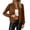 Brown, variant on Women Faux Suedes Cropped Flight Jacket Stand Rib Collar Full Zip Rib Cuff Hem Vintage Lightweight Short Loose Fitting Fall Casual Streetwear Outerwear Coat