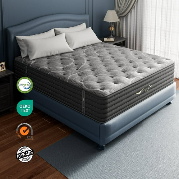 Babo Care Full Size Hybrid Mattress,14 Inch Double Sided with Cooling Gel Memory Foam and Pocket Spring Mattress in a Box, Motion Isolation & Pressure Relief,CertiPUR-US