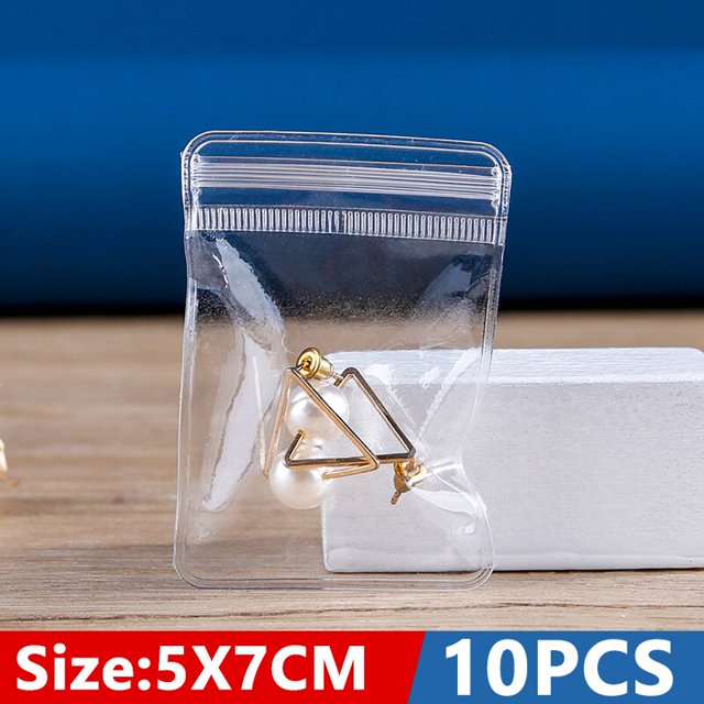 10 unids/lote de bolsas transparentes de PVC para joyas, bolsa sellada antioxidación transparente, pendientes, collares, pulseras, bolsas de almacenamiento de exhibición de plástico Gao Jinjia LED