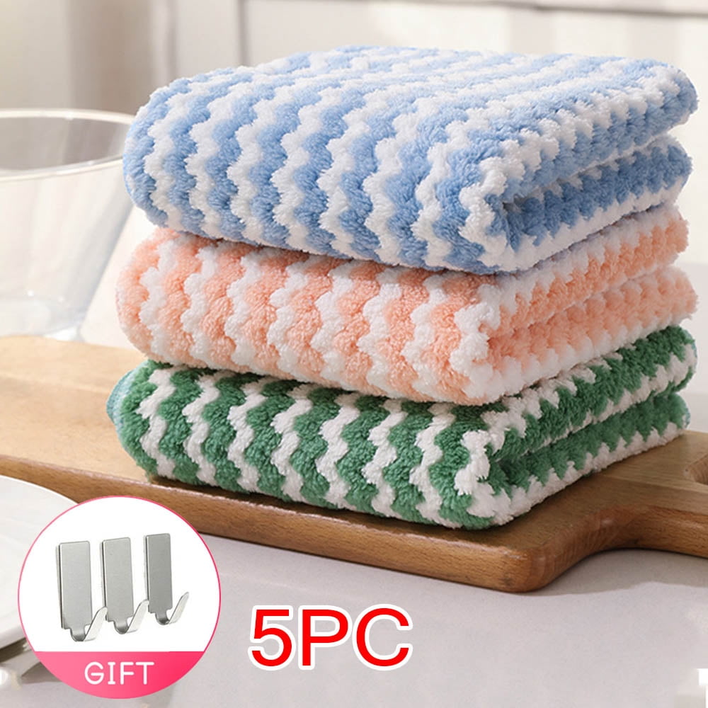 Multi-Purpose Cleaning Cloths, 5 pcs Washcloths Super Absorbent Kitchen  Towels, Dish Cloths for Kitchen, Wash Cloth for Home, Car, Window, Odor  Stain