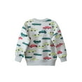 thumbnail image 2 of Baby Boys Automobile Cars Cartoon Crew Neck Long Sleeve Grey Pullover, 2 of 6