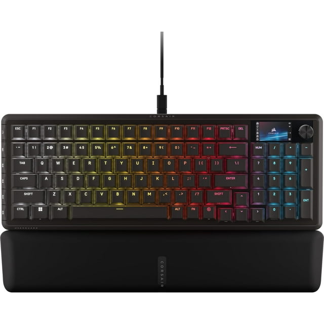 Teclado mecánico para juegos con cable Corsair Vanguard 96: diseño 96%, interruptores lineales MLX Plasma, sondeo de 8000 Hz, pantalla LCD, Virtual Stream Deck, teclas G, SOCD Flashtap, teclado QWERTY