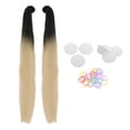 thumbnail image 3 of Trenzas de casco con coletas de alambre de alta temperatura, color degradado Beige, 3 of 9