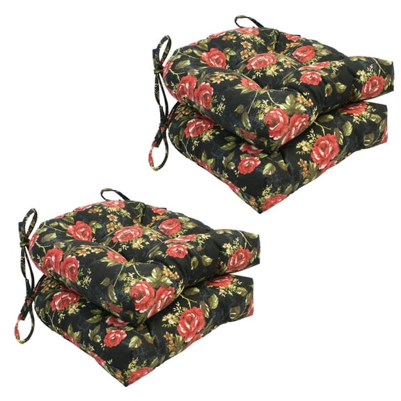 Blazing Needles  16 in. U-Shaped Tufted Chair Cushions, Midnight Rose - Set of 4