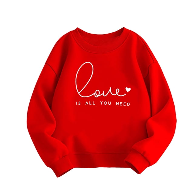 PMVFHDE Chandails en Molleton d'École pour Filles Chandail en Molleton Garçons Filles Enfants Décontracté Imprimé Manches Longues Col Rond Chandail à Capuche Tenues Rouge, 9-10 Ans