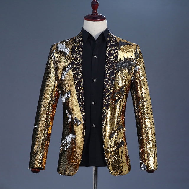 Traje de cuello vuelto con lentejuelas para hombre, traje para actuación en el escenario, club nocturno, bar, DJ, cantante, presentador, top moderno
