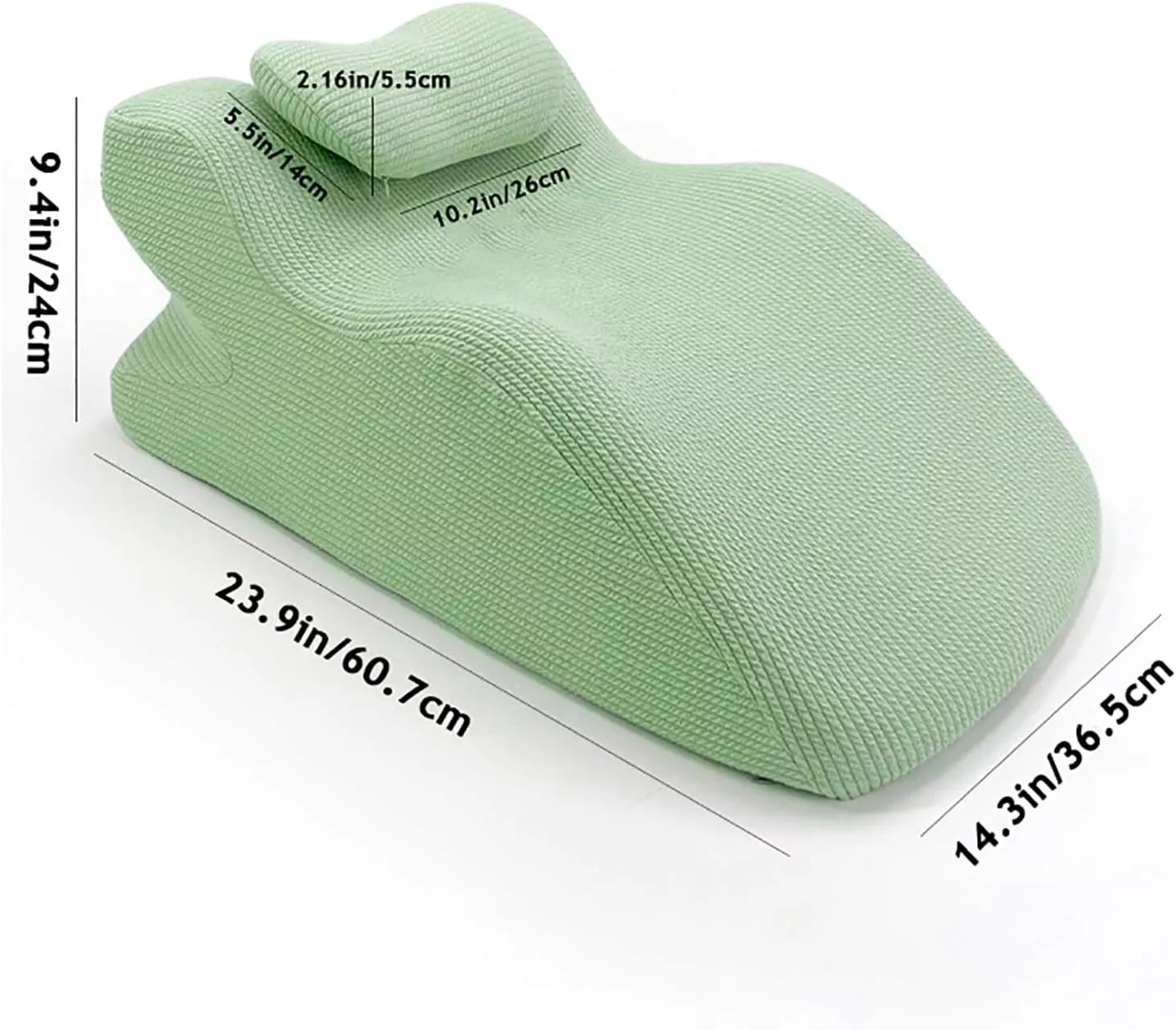 ShadeMart Grass Green Adult Ergonomic Memory Foam Bed Triangle Wedge Pillow Headboard with Face Down Massage Prone Pillow Function for Reading, with Washable Cover