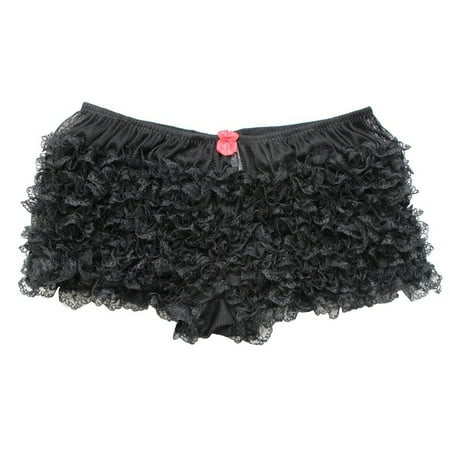 vastwit Womens Ruffle Lace Bloomer Panties Layered Frilly Briefs High Cut Knickers Underwear Black One Size