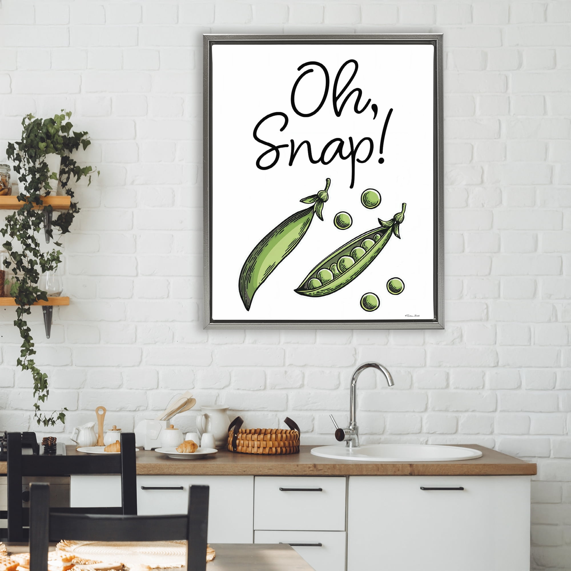 Stupell Industries Oh Snap Peas Gray Framed Floater Canvas Wall Art, design by Susan Ball