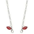 thumbnail image 1 of Silvertone Small Translucent Red Lips Silvertone Face Mask Necklace, 1 of 2