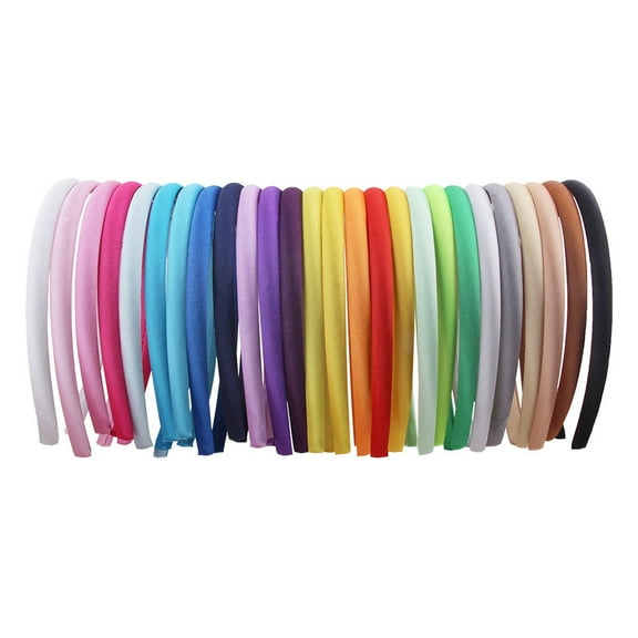 LOLIPPYY 26pcs 1cm Width Cloth Hair Hoops Plastic Headbands Hair Clasp for Lady (Mixed Color)