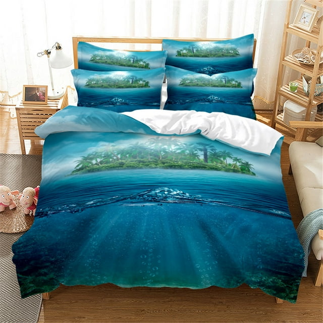 2Pcs/3Pcs Couverture de Couette + Pillowcase 3D Sous-Marine Impression Numérique Literie Ensemble Style: YF110 Spécification: Complet