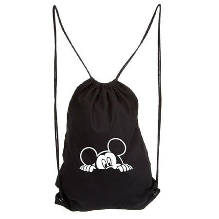 Mickey Mouse Peeking Eco-Friendly Reusable Draw String Bag Black &