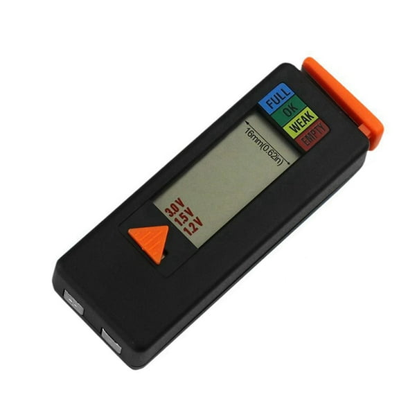Small Battery Tester Small Battery Tester Volt Checker LCD Display Leveling Monitor Button Battery Checker Black,1 * Battery Tester,Black
