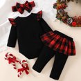 thumbnail image 4 of shqvo Toddler Baby Girl My First Christmas Outfits Long Sleeve Romper Pants Christmas Clothes Bottom and Headband 3Pcs Outfits, 4 of 6
