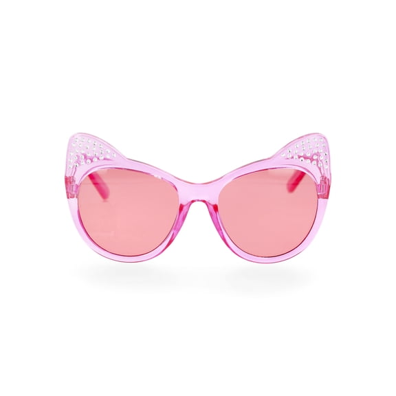 Justice Girls Pink Cat Ear Frame Sunglasses with Studded Accents