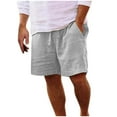 thumbnail image 2 of Men's Linen Shorts Casual Elastic Waist Drawstring Summer Beach Vacation Yoga Golf Shorts Summer Golf Lounge Clothes with Pockets Grey 5Xl, 2 of 4