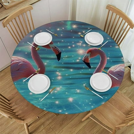 

Autua Flamingo Stars Hologram Round Tablecloth Waterproof Stain-Resistant 46 -50
