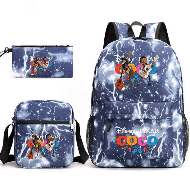 3pcs Disney Coco Teenager Students Backpacks Schoolbags Pencil Case Shoulder Bags Boys Girls School Bags Sets