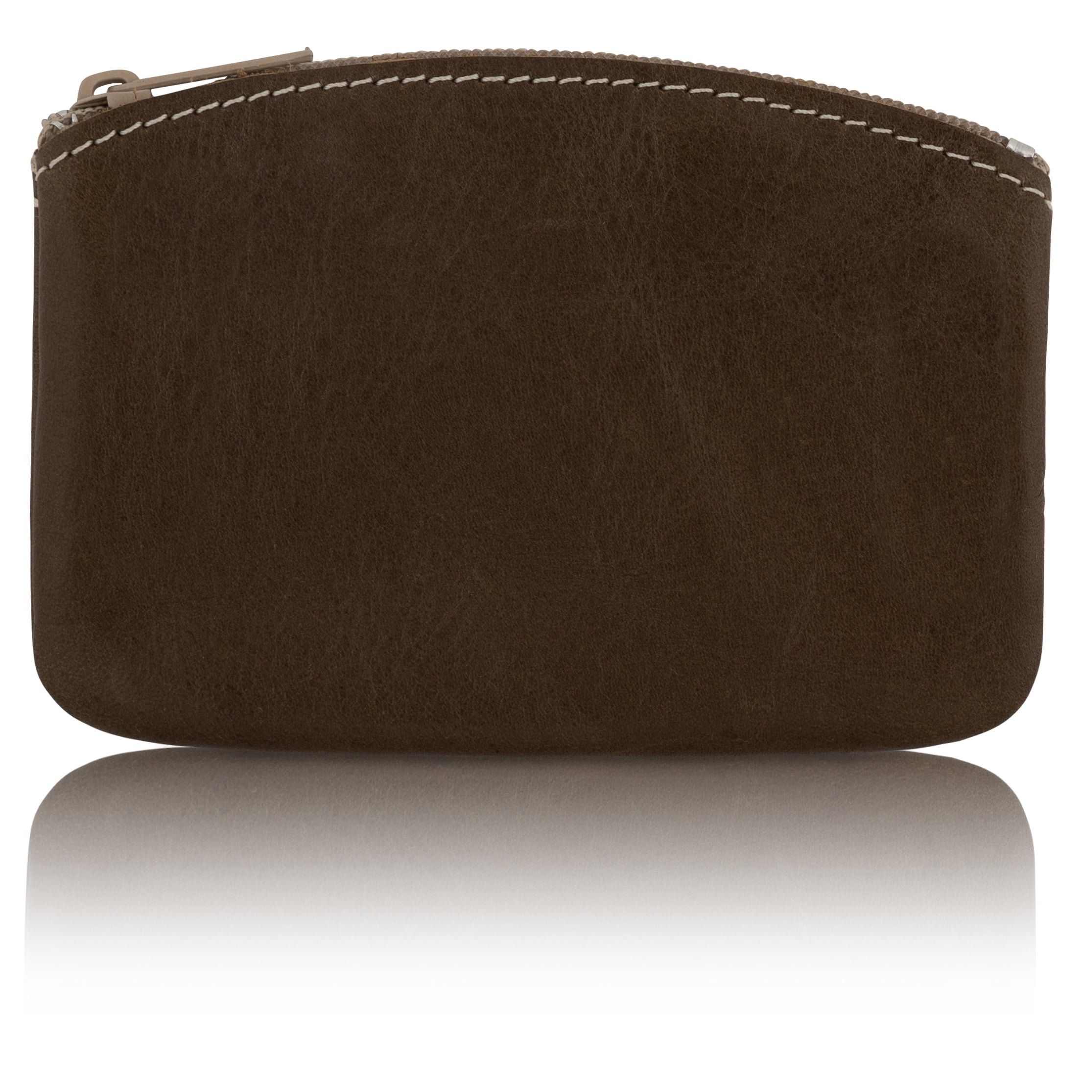 Classic Men's Large Coin Pouch Change Holder, Genuine Leather, Zippered