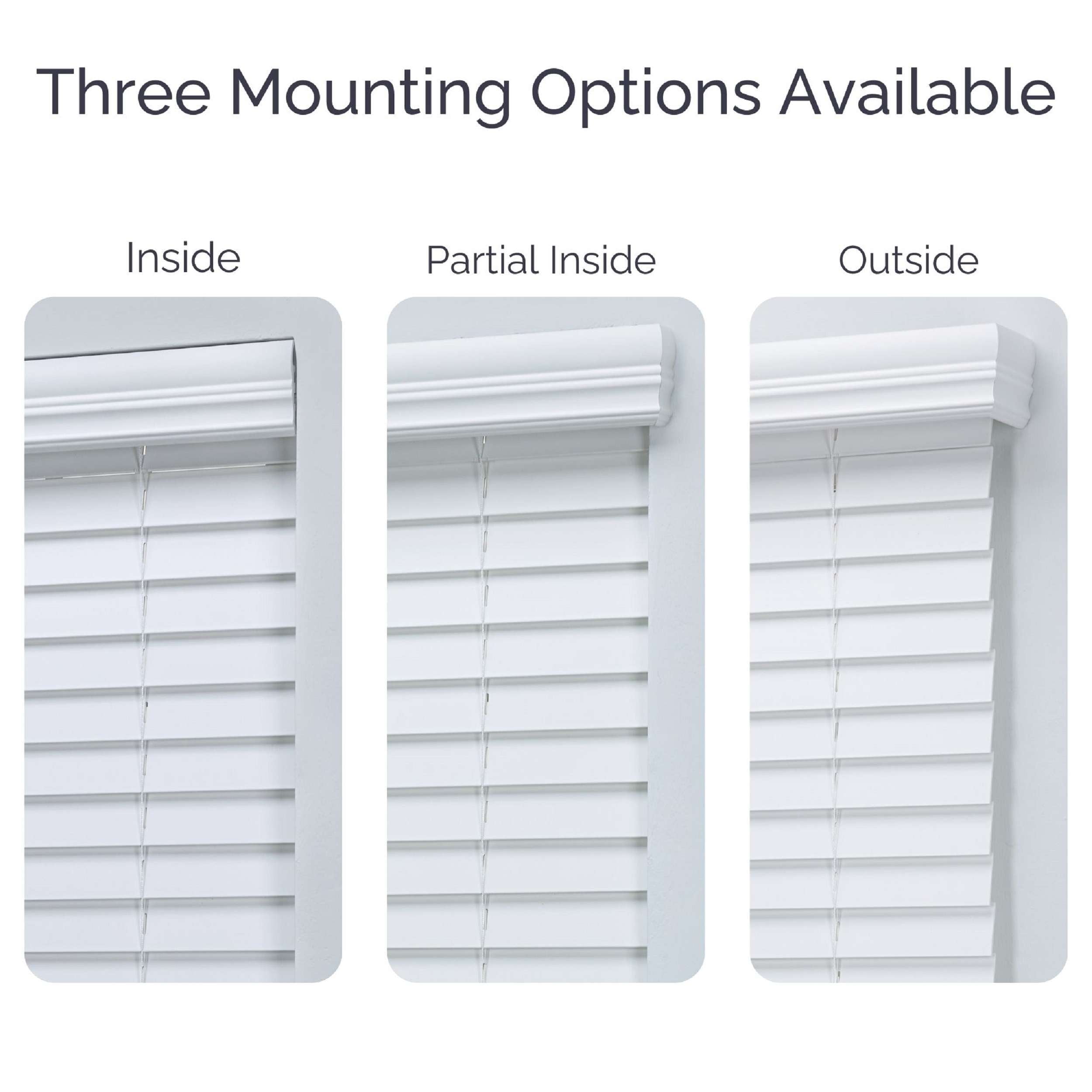 Linen Avenue Cordless 2" Faux Wood Blind White 34 W x 72 H, Partial Inside Mount (Arrives ½ Inch Narrower)
