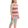thumbnail image 4 of Frnrwgo 2 Piece Girls Outfit Coloforful Striped Sleeveless Top and Cropped Pants Sets For Summer Size 1-12 Years, 4 of 5