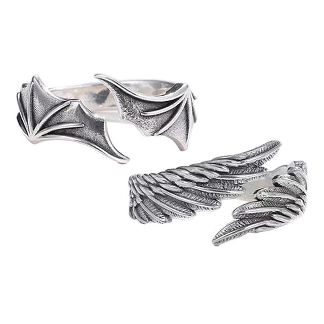 Angel Wing Parejas Anillos Hombres Mujeres Tamaño ajustable Joyería de ailes Zulema Anillos de pareja