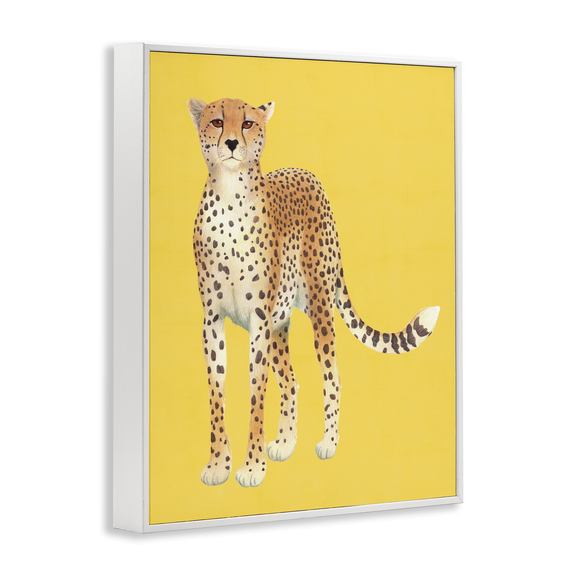 Stupell Industries Exotic Cheetah over Yellow White Framed Giclee Art, design by Karolina Sato