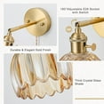 thumbnail image 3 of Plug in Wall Sconces Set of 2, Vintage Wall Sconce Light with Tulip Amber Glass Lampshade, 180° Adjustable Wall Sconce with Switch and Plug in Wall Lamp Cord, Gold Wall Light Decor Set of 2, 3 of 18