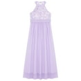 thumbnail image 3 of iEFiEL Flower Girls Dress Halter Lace Sleeveless Princess Maxi Dress Backless Ruched Birthday Party Dress Proms Ball Gown Lavender 8, 3 of 5