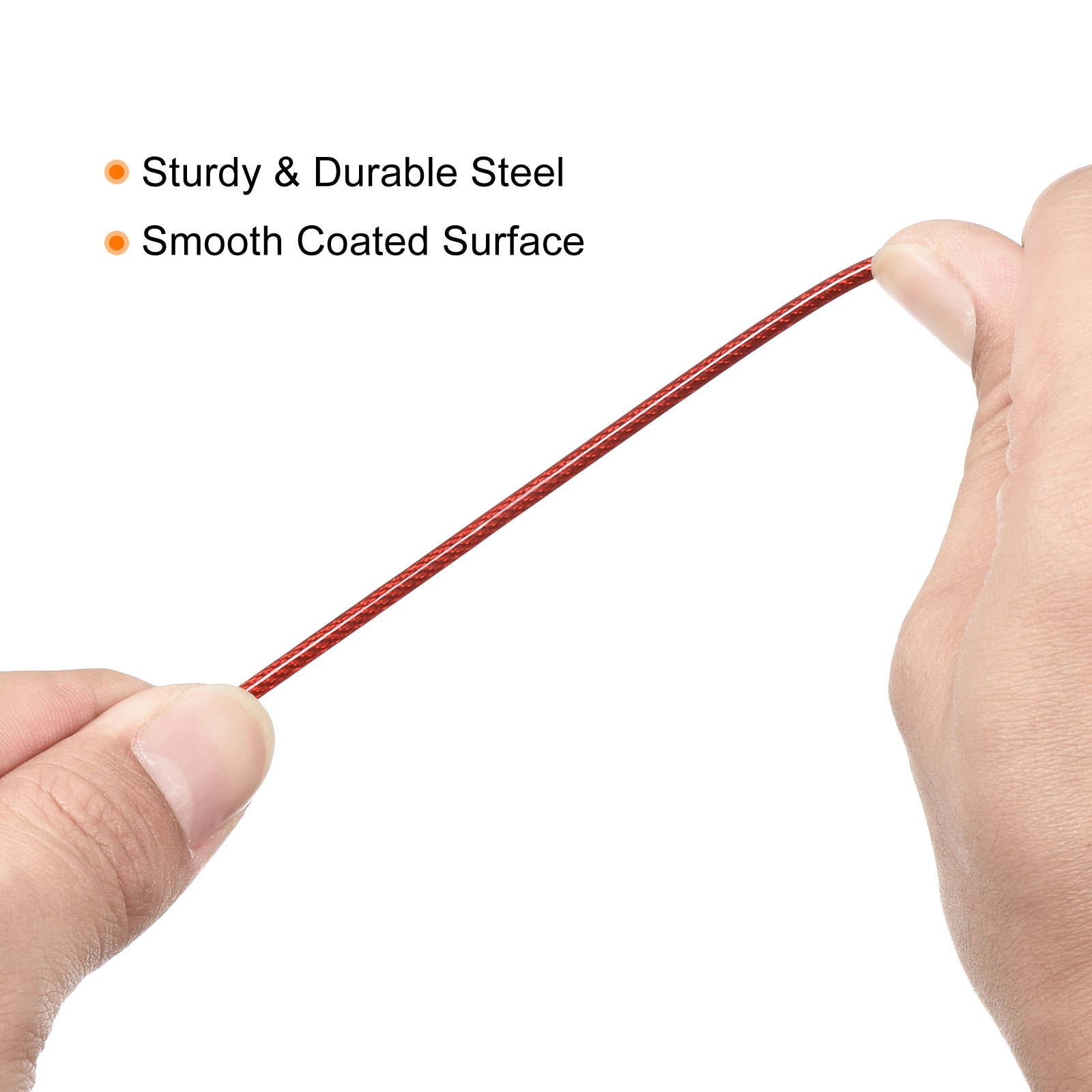 Unique Bargains Coated Security Steel Cable Lock Wire Rope Double Loop Red 2.5mmx1.5m