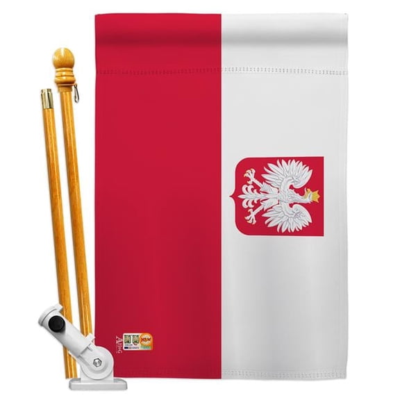 AA-CY-HS-140190-IP-BO-D-US18-AG 28 x 40 in. Poland with Eagle Flags of the World Nationality Impressions Decorative Vertical Double Sided House Flag Set & Pole Bracket Hardware Flag Set