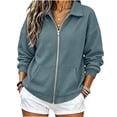 thumbnail image 2 of LEKWK Zip up Jackets for Women Waffle Collar Lightweight Fall Coat with Pockets Drop Shoulder Long Sleeve Casual Athletic Outerwear L, 2 of 6
