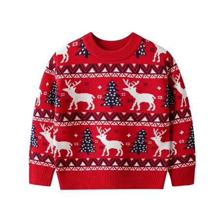 

GYRATEDREAM 1-6T Kids Christmas Sweater Xmas Clothes Pullover Sweatshirt Warm Baby Girl Boy Knit Sweater Christmas Sweater Cute