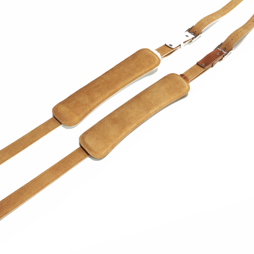2x Leather and Metal Buckle Electric Guitar Strap Belt Shoulder Pad Adjustable Guitar Straps-White Color & Brown Color
