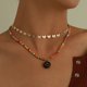 thumbnail image 3 of Collar bohemio con cara sonriente en capas, collar de cadena con cuentas de colores dorados, gargantilla de mariposa, collares con colgante de playa de verano, cadena ajustable para el cuello, acceso TUNC Sencillez, 3 of 5
