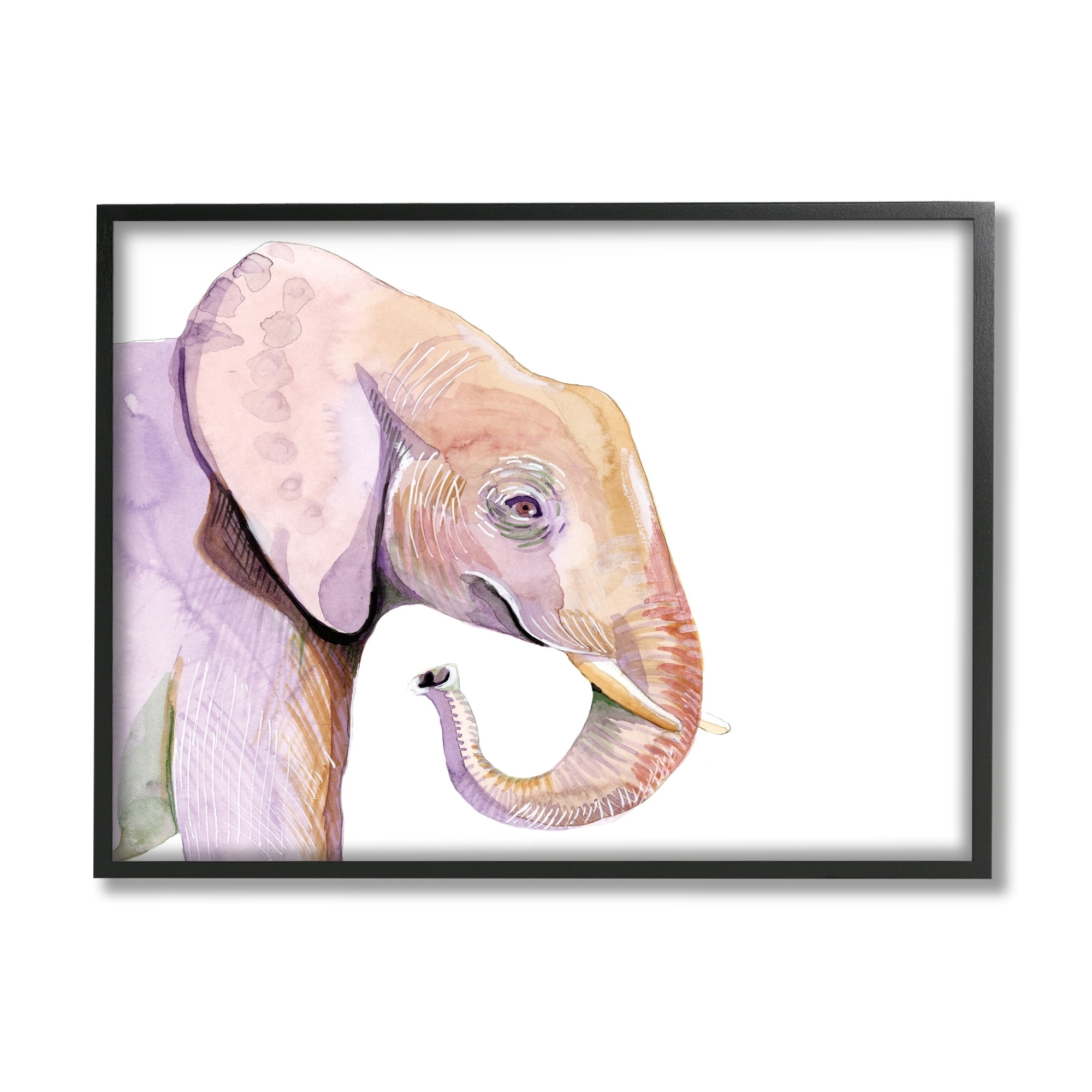 Stupell Industries Happy Elephant Smile Purple Red Safari Animal,16 x 20,Designed by Alicia Ludwig