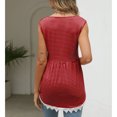 thumbnail image 3 of Camiseta sin mangas con cuello redondo para mujer, chaleco sin mangas de verano con estampado de rayas y dobladillo con volantes, 3 of 6