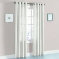 thumbnail image 2 of 2 panel faux silk solid curtain drapes with grommet 108" total width by 63" Long window sheer panels for any bedroom or patio door non blackout semisheer panels MIRA white, 2 of 4