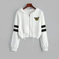 thumbnail image 2 of HSHDLDF Women's Striped Zip up Long Sleeve Crop Top Hoodies Casual Drawstring Sweaters Jacket Cropped Sweatshirt Shirt, 2 of 4