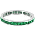thumbnail image 2 of Princess-Cut Emerald Eternity Ring Band 14k White Gold (1.36ct), 2 of 5